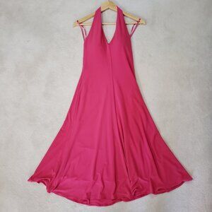 Pink magenta halter dress as new size 4, roomy Ralph Lauren . Lined.